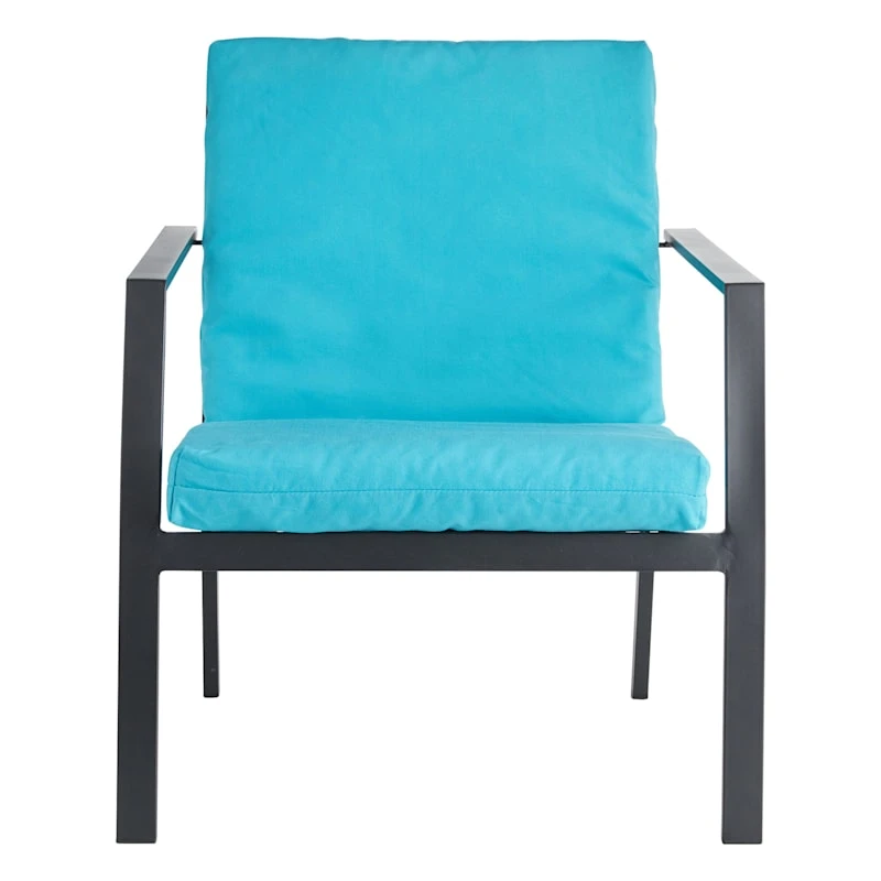 Turquoise Canvas Outdoor Hinged Seat Cushion 2 Turquoise Canvas Outdoor Hinged Seat Cushion - Image 2