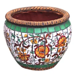 Tuscan Mosaic Tile Ceramic Planter, 7.5"