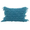 Ty Pennington Aqua Macrame Rope Outdoor Lumbar Throw Pillow, 14x20