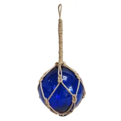 Ty Pennington Hanging Outdoor Blue Glass Sphere, 6"