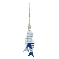 Ty Pennington Hanging Striped Wooden Fish Outdoor Wall Decor, 7"