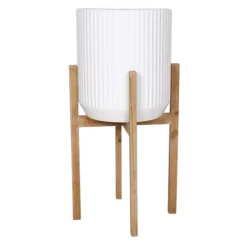 Ty Pennington White Metal & Wooden Plant Stand, Large