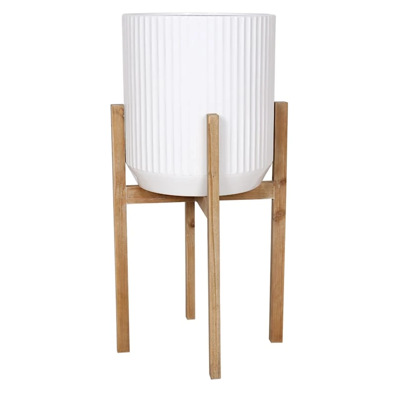 Ty Pennington White Metal & Wooden Plant Stand, Large 1 Ty Pennington White Metal & Wooden Plant Stand, Large