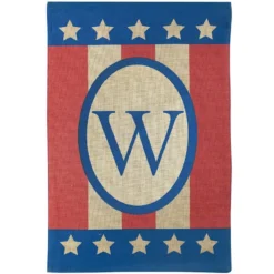 W Burlap Monogram Patriotic