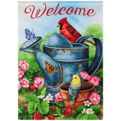 Welcome Birds & Butterflies Watering Can Garden Flag, 12.5x18 5 Welcome Birds & Butterflies Watering Can Garden Flag, 12.5x18 -Outdoor Corner Shop welcome birds butterflies watering can garden flag 12.5x18 2