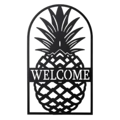 Welcome Pineapple Metal Outdoor Wall Decor, 24"