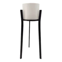 White & Black Metal Plant Stand, Small