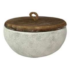 White Citronella Candle With Wooden Lid, 19oz