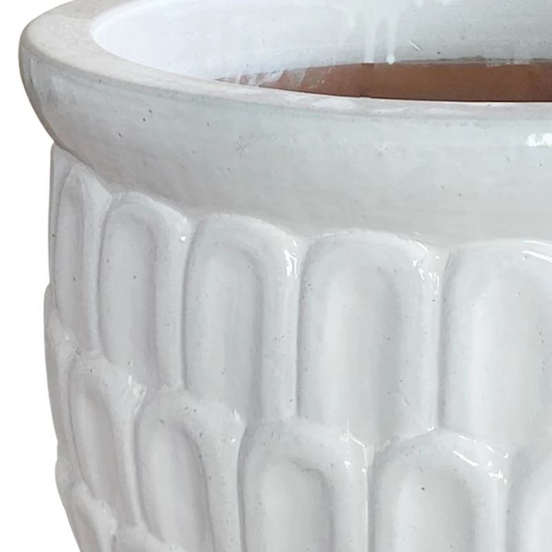 White Crown Ceramic Planter, 19" 2 White Crown Ceramic Planter, 19" - Image 2
