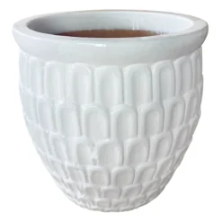 White Crown Ceramic Planter, 19"