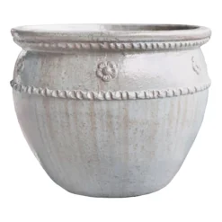 White Glazed Clay Pot, 12"