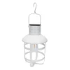 White Hanging Industrial LED Lantern With Timer, 12"