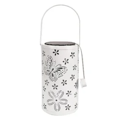 White LED Butterfly Cutout Lantern With Timer, 7.7"