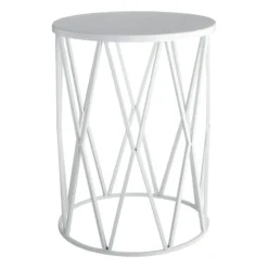 White Metal Diamond Plant Stand, 21.5"