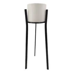 White Metal Flower Pot With Stand, Medium
