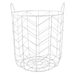 White Metal Wire Storage Basket, 15"