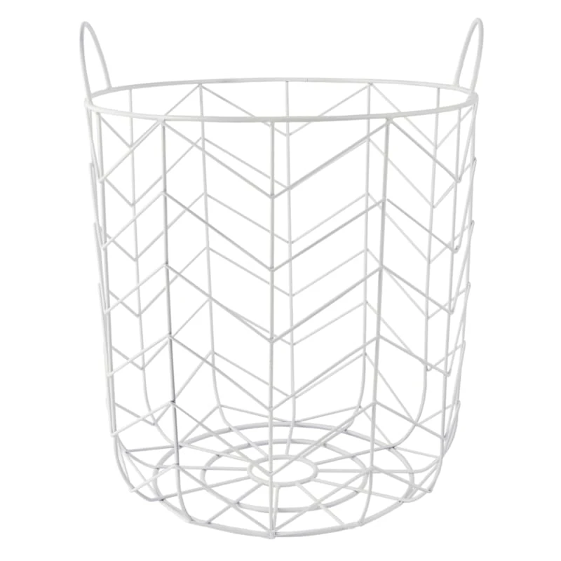 White Metal Wire Storage Basket, 15" 1 White Metal Wire Storage Basket, 15"