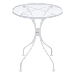 White Steel Mesh Round Outdoor Bistro Table, 24"