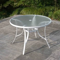 White Steel Round Table, 42" 15 White Steel Round Table, 42" -Outdoor Corner Shop white steel round table 42 7