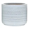 White Tribal Ceramic Pot, Medium