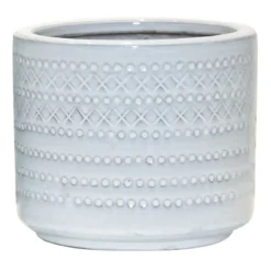 White Tribal Ceramic Pot, Small