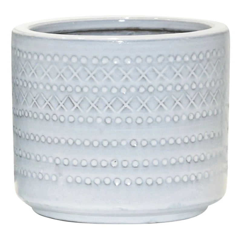 White Tribal Ceramic Pot, Small 1 White Tribal Ceramic Pot, Small