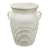 Whitewashed Clay Pot With Handles, 11.5"