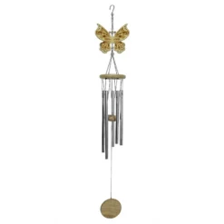 Wood & Metal Butterfly Wind Chime, 34"