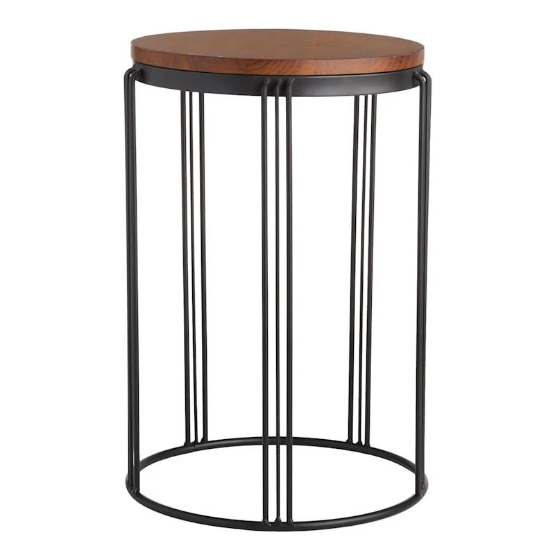 Wood-Top Black Metal Plant Stand, 12x18 1 Wood-Top Black Metal Plant Stand, 12x18