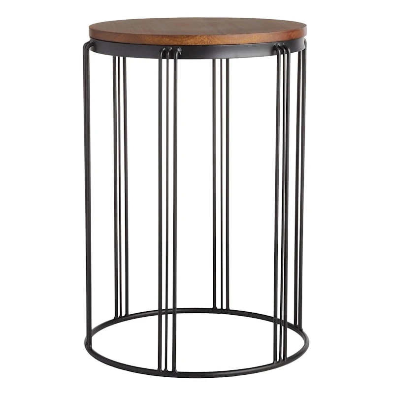 Wood-Top Black Metal Plant Stand, 20x14 1 Wood-Top Black Metal Plant Stand, 20x14