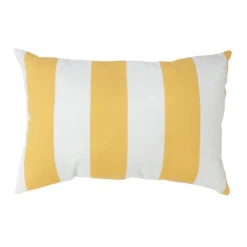 Yellow Awning Striped Lumbar Outdoor Throw Pillow, 14x20