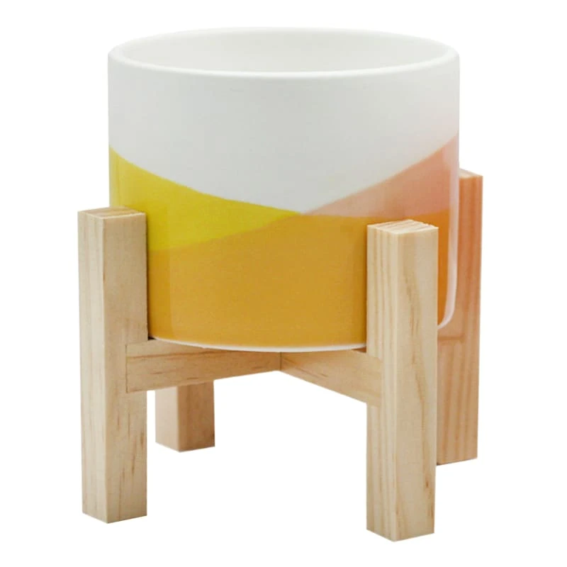 Yellow Colorblock Ceramic Citronella Candle With Stand 1 Yellow Colorblock Ceramic Citronella Candle With Stand