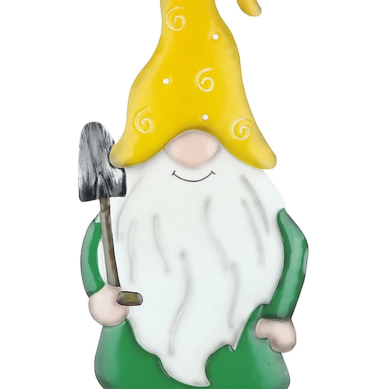 Yellow Hat Metal Gnome Garden Stake, 31" 2 Yellow Hat Metal Gnome Garden Stake, 31" - Image 2