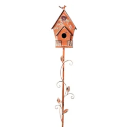 Yellow Metal Birdhouse Stake, 58"