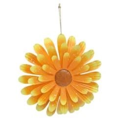 Yellow Metal Flower Outdoor Wall Decor, 13"