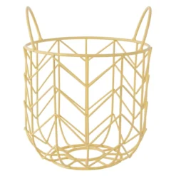 Yellow Metal Wire Storage Basket, 9"