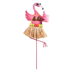 Yellow & Pink Hula Flamingo Garden Stake, 24"