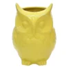 Yellow Stoneware Owl Pot, 6.5"