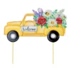Yellow Welcome Retro Truck Garden Stake, 23.6"